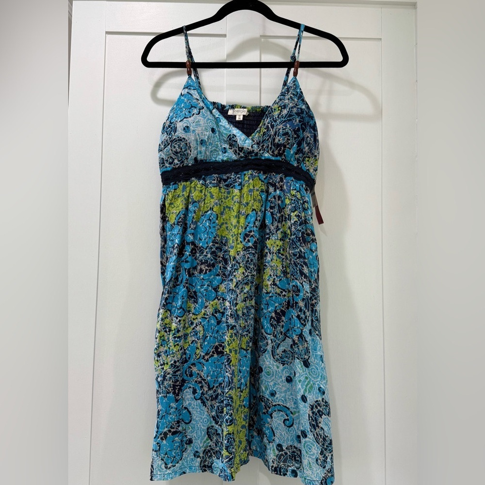 Energie Blue and Green Patterned Dress